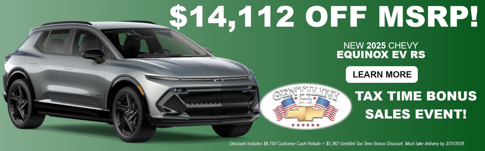 Get $14,112 off MSRP on a new Chevy Equinox EV